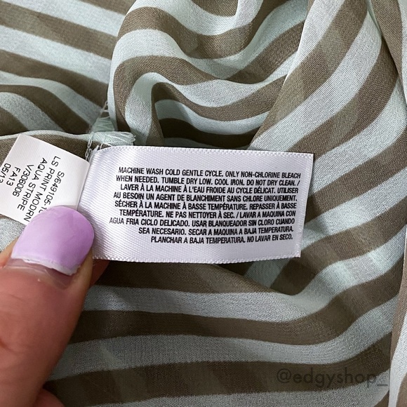 Old Navy | Striped Chiffon Button Down Top Blouse - Picture 7 of 7